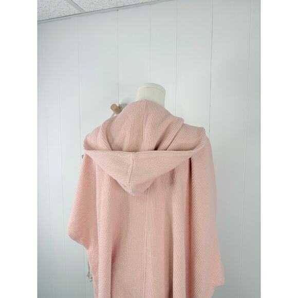 Aerie Pink Ribbed Hooded Sweater Cape Size Medium Longline Duster - Picture 7 of 9
